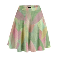 Watercolor Leaves Pattern High Waist Skirt by Valentinaart