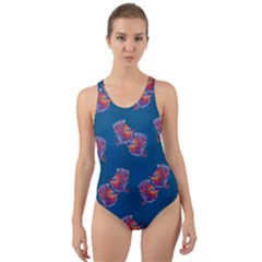 Swimming Fighting Fish Cut-out Back One Piece Swimsuit by VeataAtticus