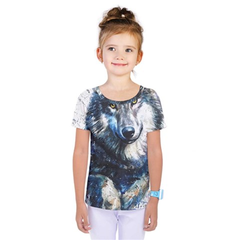 Gray Wolf - Forest King Kids  One Piece Tee by kot737