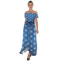 Mandala Flower Of Life Off Shoulder Open Front Chiffon Dress by Pakrebo