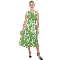 Flowering Vine Vine Ivy Flowers Midi Tie-back Chiffon Dress by Pakrebo