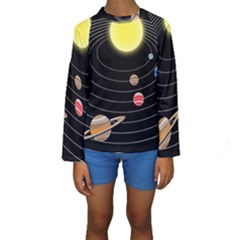 Solar System Planets Sun Space Kids  Long Sleeve Swimwear by Pakrebo