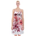 Watercolour Flowers Red Watercolor Spaghetti Strap Velvet Dress View1