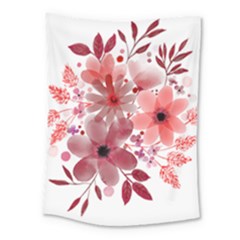 Watercolour Flowers Red Watercolor Medium Tapestry by Pakrebo