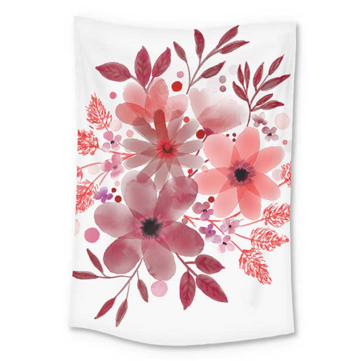 Watercolour Flowers Red Watercolor Large Tapestry