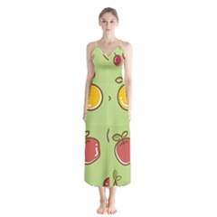 Seamless Healthy Fruit Button Up Chiffon Maxi Dress by HermanTelo