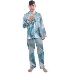 Triangle Blue Pattern Men s Satin Pajamas Long Pants Set by HermanTelo