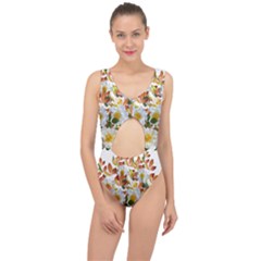 Flowers Roses Leaves Autumn Center Cut Out Swimsuit by Pakrebo