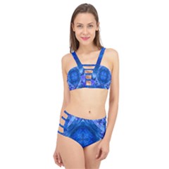 Boho Bohemian Hippie Tie Dye Cobalt Cage Up Bikini Set