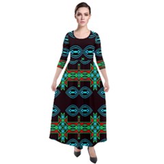 Ovals And Tribal Shapes                                 Quarter Sleeve Maxi Velour Dress by LalyLauraFLM