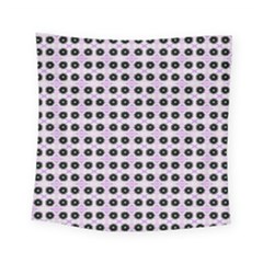 Black Flower On Pink White Pattern Square Tapestry (small) by BrightVibesDesign