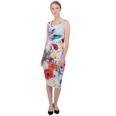 Floral Bouquet Sleeveless Pencil Dress by Sobalvarro
