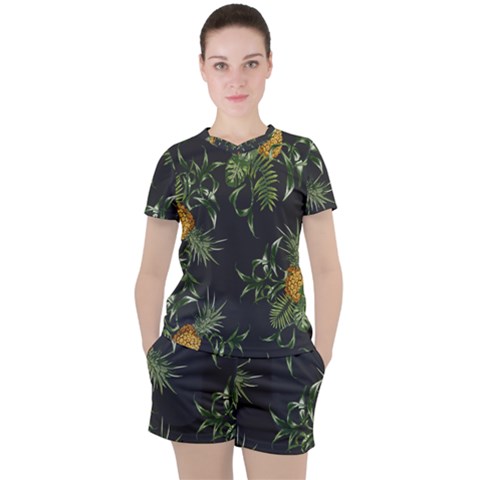 Pineapples Pattern Women s Tee And Shorts Set by Sobalvarro