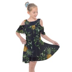 Pineapples Pattern Kids  Shoulder Cutout Chiffon Dress by Sobalvarro