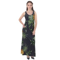 Pineapples Pattern Sleeveless Velour Maxi Dress by Sobalvarro