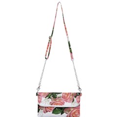 Roses Pink Leaves Flowers Perfume Mini Crossbody Handbag by Simbadda