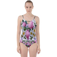 Flowers Roses Pink White Blooms Cut Out Top Tankini Set by Simbadda