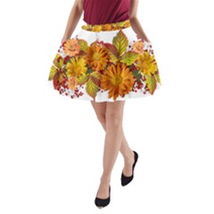 Flowers Arrangement Autumn Daisies A-line Pocket Skirt by Simbadda