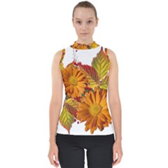 Flowers Arrangement Autumn Daisies Mock Neck Shell Top by Simbadda