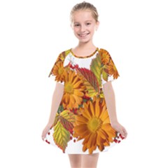 Flowers Arrangement Autumn Daisies Kids  Smock Dress by Simbadda