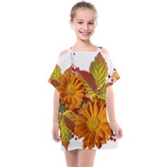 Flowers Arrangement Autumn Daisies Kids  One Piece Chiffon Dress by Simbadda