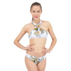 Lilies White Belladonna High Neck Bikini Set by Simbadda