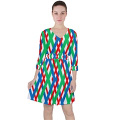 Geometric Line Rainbow Ruffle Dress by HermanTelo