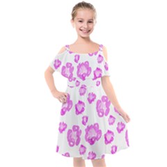 Pink Flower Kids  Cut Out Shoulders Chiffon Dress by scharamo