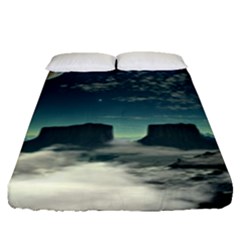 Lunar Landscape Space Mountains Fitted Sheet (queen Size) by Simbadda