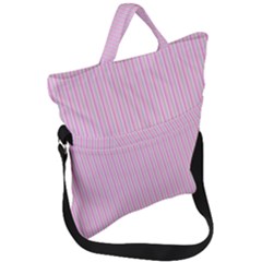 Pink Stripes Vertical  Fold Over Handle Tote Bag by retrotoomoderndesigns