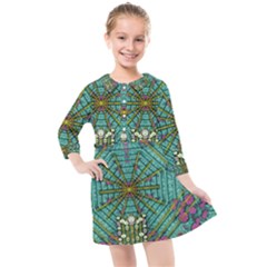 The Most Beautiful Rain Over The Stars And Earth Kids  Quarter Sleeve Shirt Dress by pepitasart