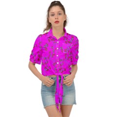 Hot Pink Red Blue Spring Fling Floral   Tie Front Shirt  by 1dsign