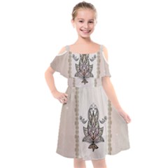 Elegant Decorative Mandala Design Kids  Cut Out Shoulders Chiffon Dress by FantasyWorld7