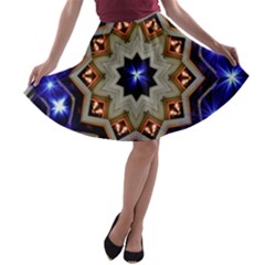 Background Mandala Star A-line Skater Skirt by Mariart