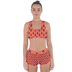 Nerdy 60s  Girl Pattern Orange Racerback Boyleg Bikini Set by snowwhitegirl