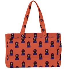 Nerdy 60s  Girl Pattern Orange Canvas Work Bag by snowwhitegirl