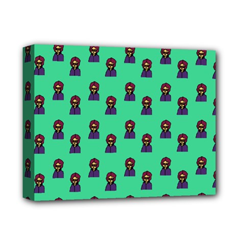 Nerdy 60s  Girl Pattern Seafoam Green Deluxe Canvas 14  X 11  (stretched) by snowwhitegirl