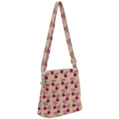 Cherries An Bats Peach Zipper Messenger Bag