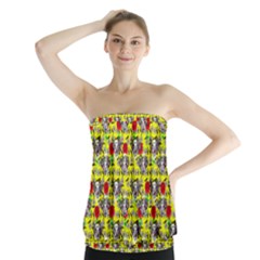 Heart Skeleton Face Pattern Yellow Strapless Top by snowwhitegirl