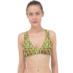 Heart Skeleton Face Pattern Yellow Classic Banded Bikini Top by snowwhitegirl