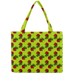 Red Roses Lime Green Mini Tote Bag by snowwhitegirl