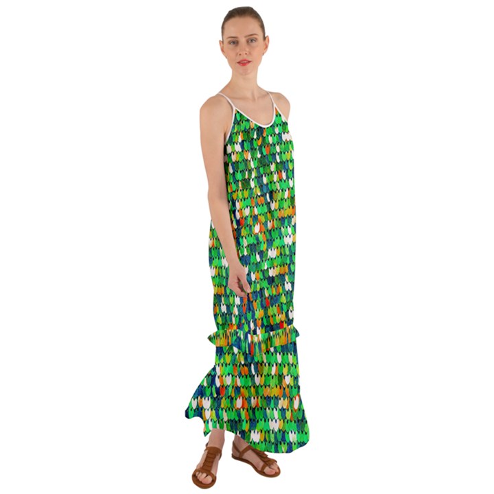 Funky Sequins Cami Maxi Ruffle Chiffon Dress