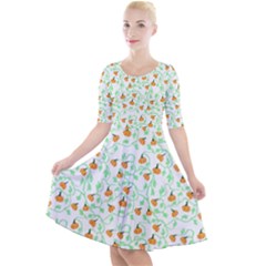 Pumpkin Vines Quarter Sleeve A-line Dress by bloomingvinedesign