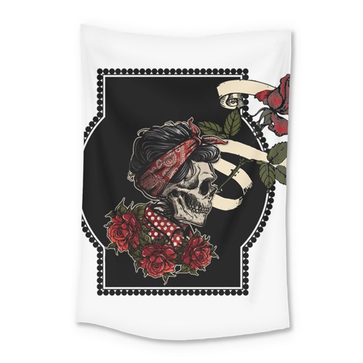 Skull Rose Fantasy Dark Flowers Small Tapestry