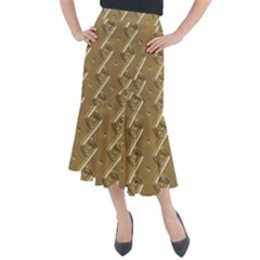 Gold Background 3d Midi Mermaid Skirt by Mariart