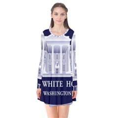 Logo Of The White House  Long Sleeve V-neck Flare Dress by abbeyz71