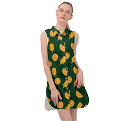 Ice Cream Pattern Background Design Sleeveless Shirt Dress by Simbadda