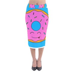 Donut Doughnut Dessert Clip Art Velvet Midi Pencil Skirt by Simbadda