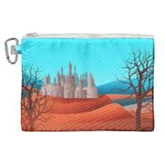 Castle Landscape Mountains Hills Canvas Cosmetic Bag (xl) by Simbadda