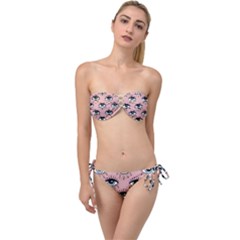 Eyes Pattern Twist Bandeau Bikini Set by Valentinaart